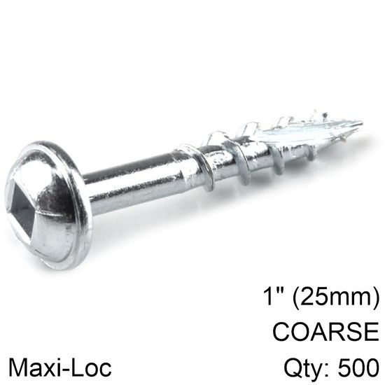 KREG Zinc Pocket Hole Screws 25mm 1.00' #8 Coarse Thread Mx Loc 500ct
